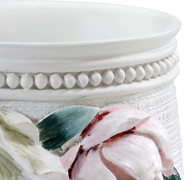Spring Garden 6 Piece Ceramic Bath Accessory Set, Multi Pink Peonies and White