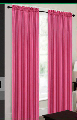 SET OF 2 TERRI FAUX SILK CURTAIN PANELS WITH ROD POCKET TOP